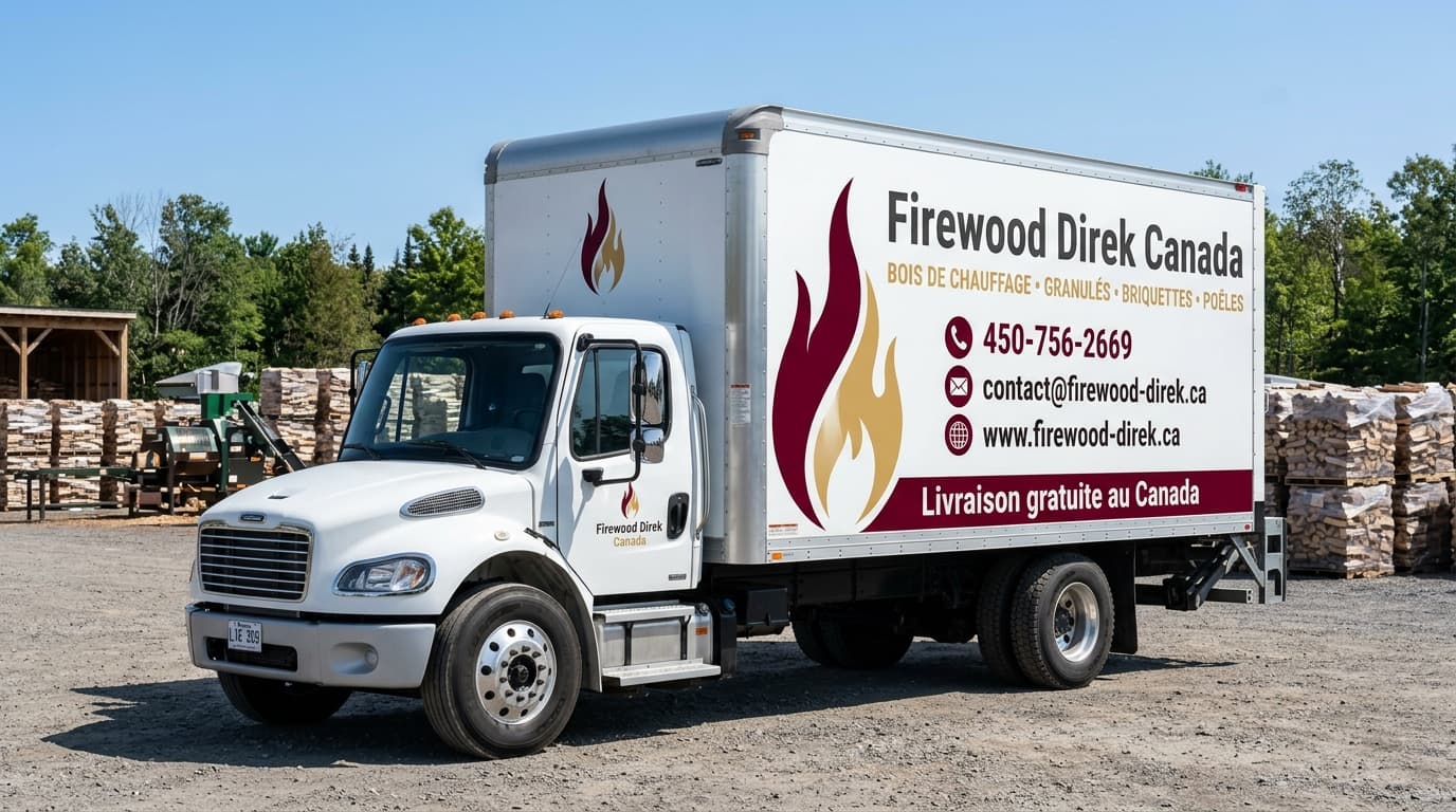 Camion de transport FIREWOOD DIRECT Canada - Livraison gratuite de bois de chauffage et granulés